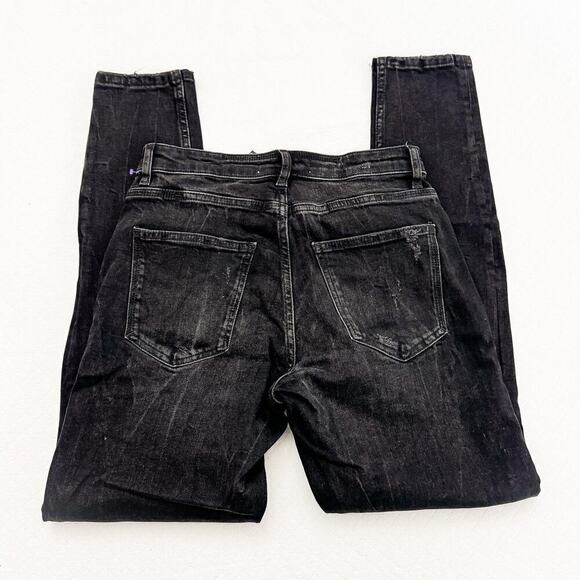 Zara Ripped Denim Graphic Text Distressed Denim Jeans Black/Gray NWT Size 40 - Picture 9 of 10
